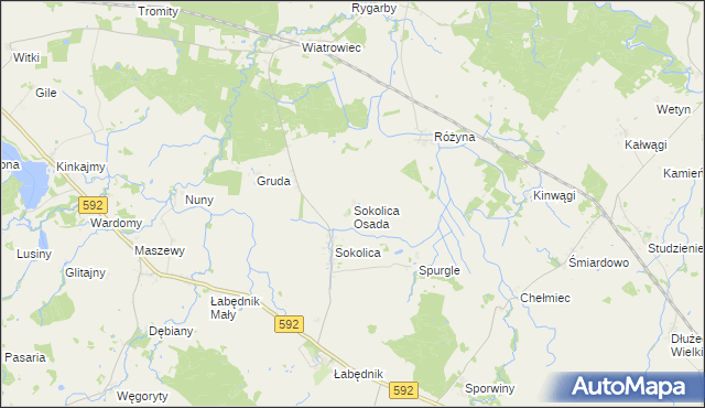mapa Sokolica Osada, Sokolica Osada na mapie Targeo