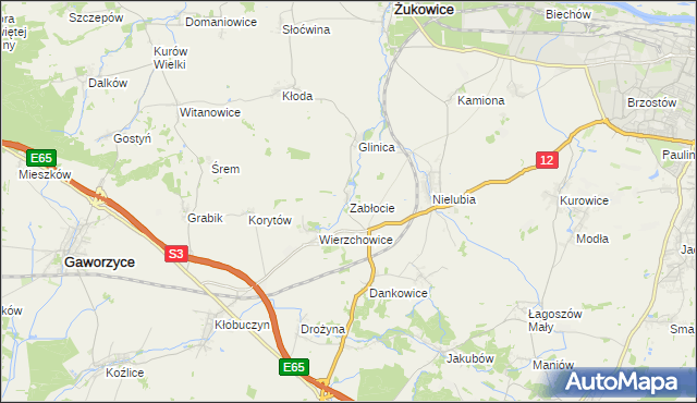 mapa Zabłocie gmina Żukowice, Zabłocie gmina Żukowice na mapie Targeo