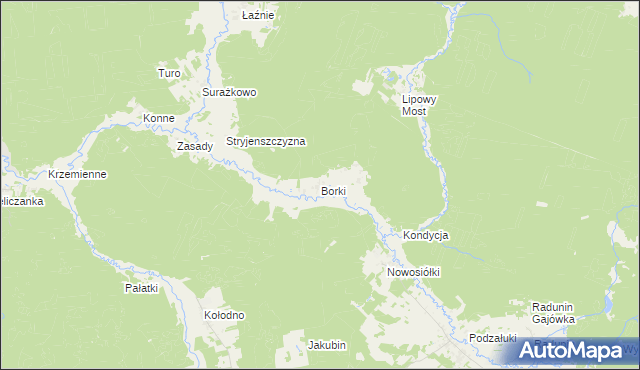 mapa Borki gmina Gródek, Borki gmina Gródek na mapie Targeo