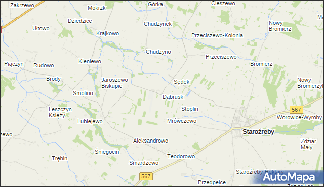 mapa Dąbrusk, Dąbrusk na mapie Targeo