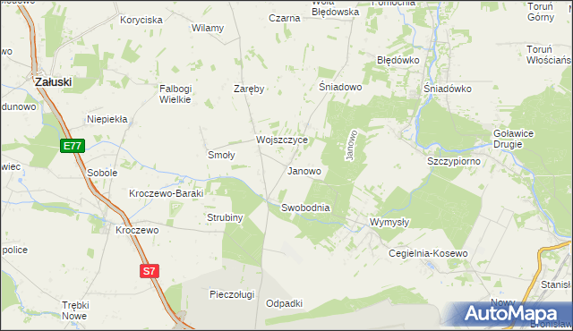 mapa Janowo gmina Zakroczym, Janowo gmina Zakroczym na mapie Targeo