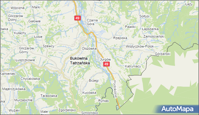 mapa Jurgów, Jurgów na mapie Targeo