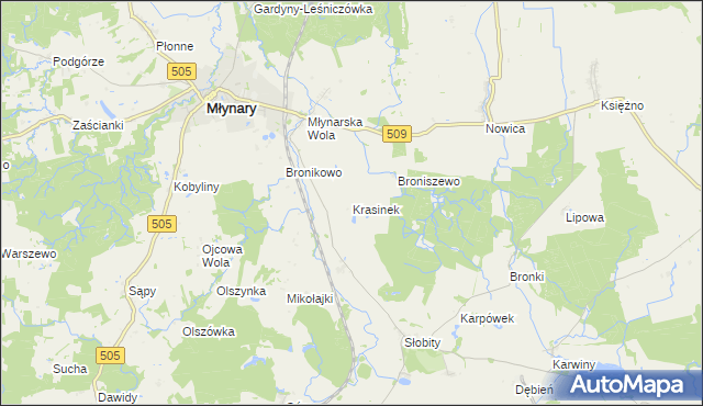 mapa Krasinek, Krasinek na mapie Targeo