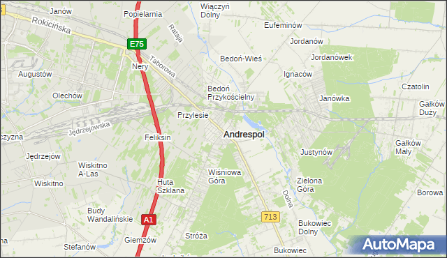 mapa Andrespol, Andrespol na mapie Targeo