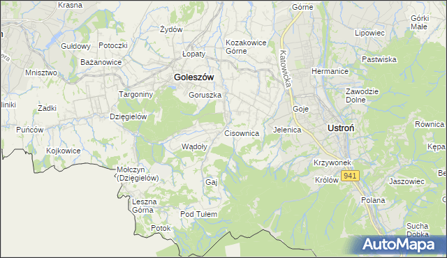 mapa Cisownica, Cisownica na mapie Targeo