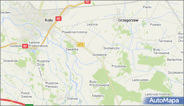 mapa Skobielice, Skobielice na mapie Targeo