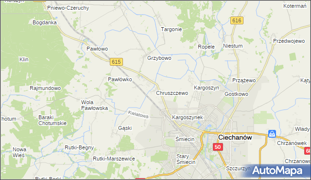 mapa Chruszczewo, Chruszczewo na mapie Targeo