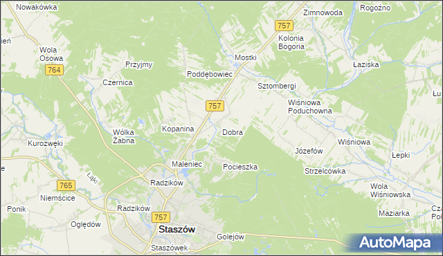 mapa Dobra gmina Staszów, Dobra gmina Staszów na mapie Targeo