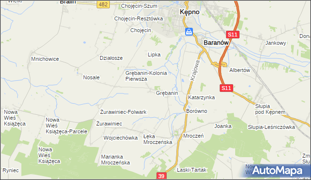 mapa Grębanin, Grębanin na mapie Targeo