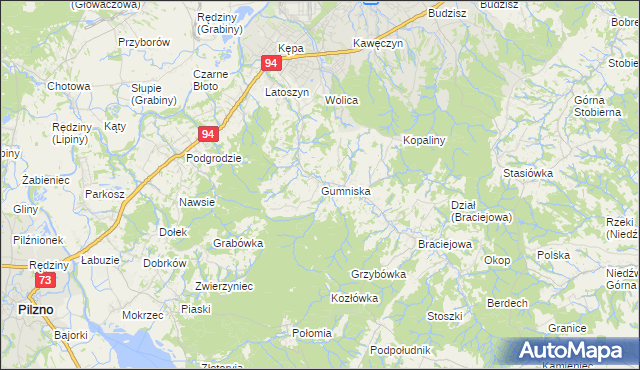mapa Gumniska gmina Dębica, Gumniska gmina Dębica na mapie Targeo