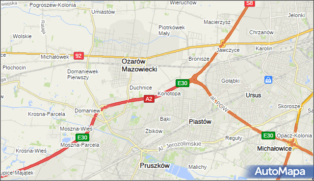 mapa Konotopa gmina Ożarów Mazowiecki, Konotopa gmina Ożarów Mazowiecki na mapie Targeo