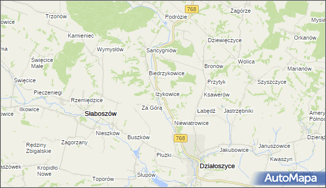 mapa Opatkowice gmina Działoszyce, Opatkowice gmina Działoszyce na mapie Targeo