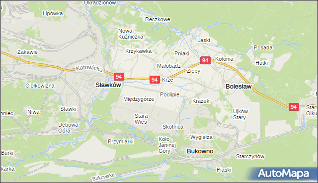 mapa Podlipie gmina Bolesław, Podlipie gmina Bolesław na mapie Targeo