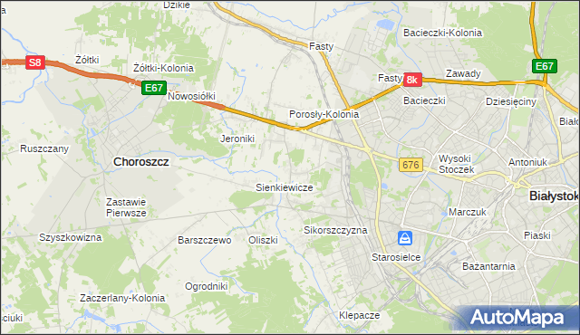 mapa Porosły, Porosły na mapie Targeo