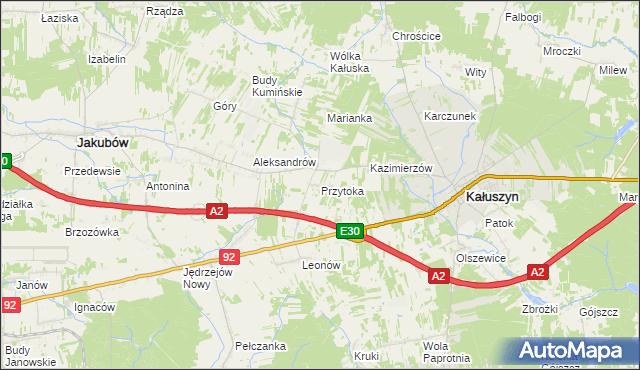 mapa Przytoka gmina Kałuszyn, Przytoka gmina Kałuszyn na mapie Targeo