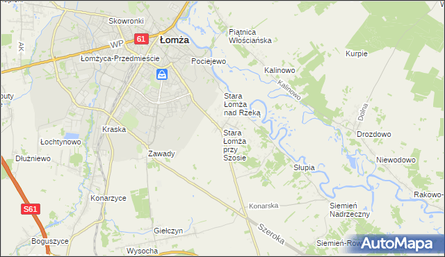 mapa Stara Łomża przy Szosie, Stara Łomża przy Szosie na mapie Targeo