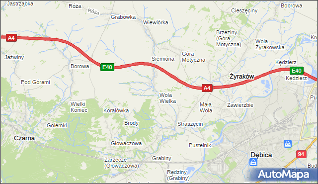 mapa Wola Wielka gmina Żyraków, Wola Wielka gmina Żyraków na mapie Targeo