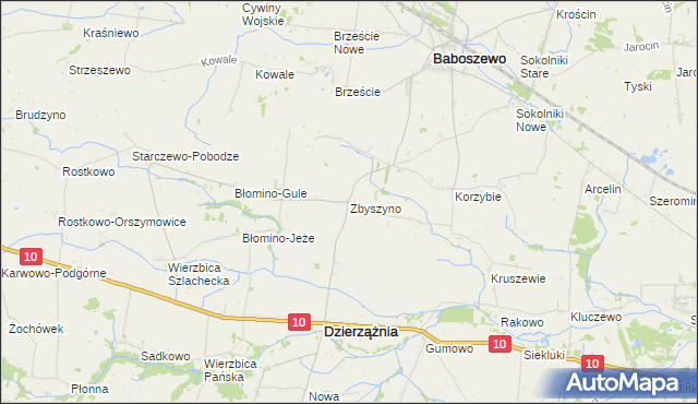 mapa Zbyszyno, Zbyszyno na mapie Targeo