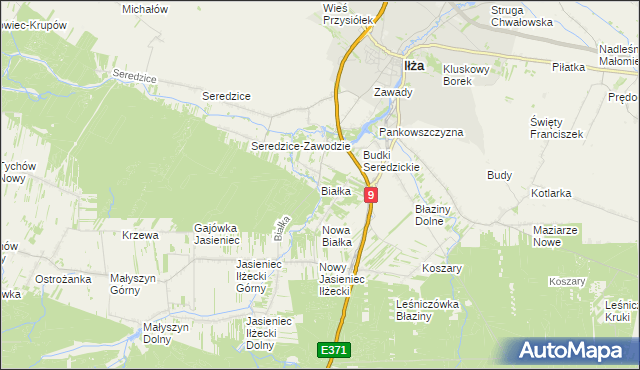 mapa Białka gmina Iłża, Białka gmina Iłża na mapie Targeo