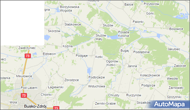 mapa Kotki gmina Busko-Zdrój, Kotki gmina Busko-Zdrój na mapie Targeo