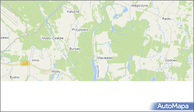 mapa Maciejewo gmina Maszewo, Maciejewo gmina Maszewo na mapie Targeo
