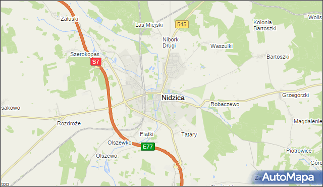 mapa Nidzica, Nidzica na mapie Targeo