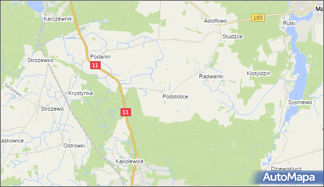 mapa Podstolice gmina Budzyń, Podstolice gmina Budzyń na mapie Targeo