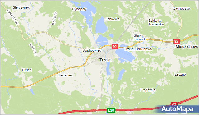 mapa Trzciel powiat międzyrzecki, Trzciel powiat międzyrzecki na mapie Targeo