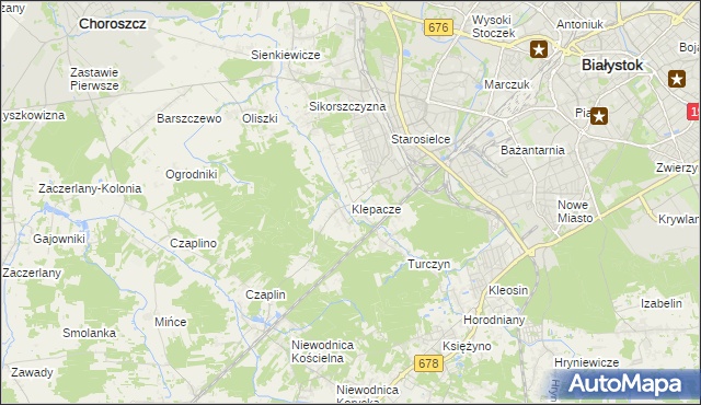 mapa Klepacze gmina Choroszcz, Klepacze gmina Choroszcz na mapie Targeo