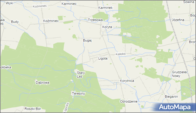 mapa Ligota gmina Raszków, Ligota gmina Raszków na mapie Targeo