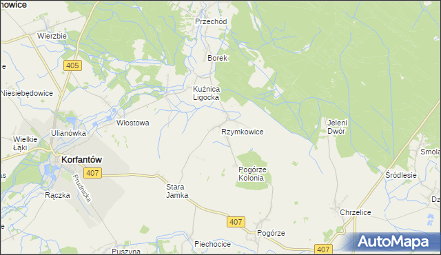 mapa Rzymkowice, Rzymkowice na mapie Targeo