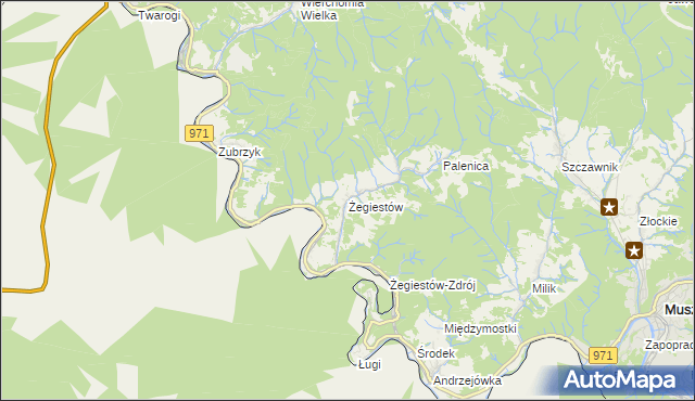 mapa Żegiestów, Żegiestów na mapie Targeo