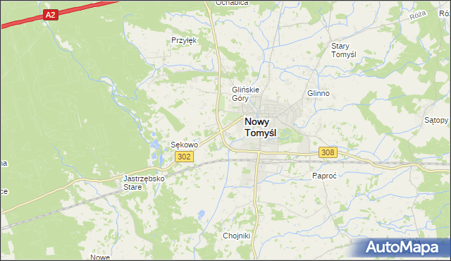 mapa Glinno gmina Nowy Tomyśl, Glinno gmina Nowy Tomyśl na mapie Targeo