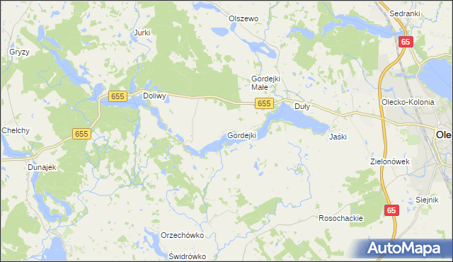 mapa Gordejki, Gordejki na mapie Targeo