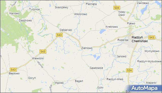 mapa Zielnowo gmina Radzyń Chełmiński, Zielnowo gmina Radzyń Chełmiński na mapie Targeo