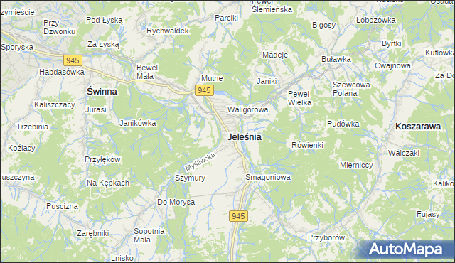 mapa Jeleśnia, Jeleśnia na mapie Targeo