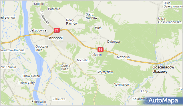 mapa Józefin gmina Annopol, Józefin gmina Annopol na mapie Targeo
