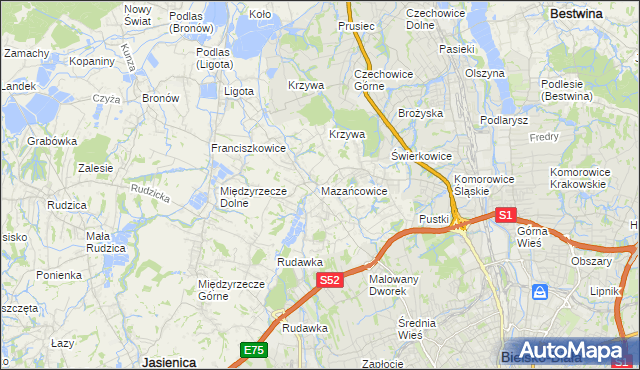 mapa Mazańcowice, Mazańcowice na mapie Targeo