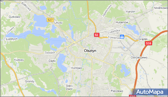 mapa Olsztyna, Olsztyn na mapie Targeo