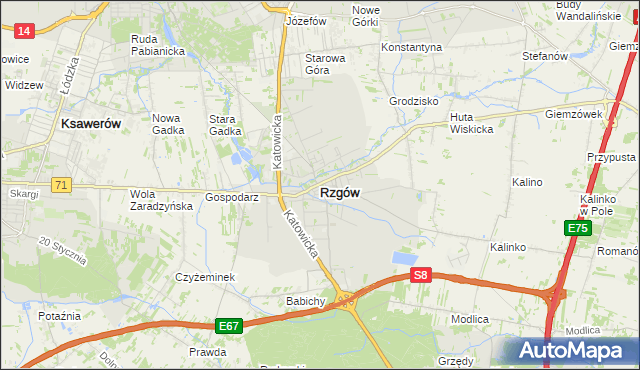 mapa Rzgów powiat łódzki wschodni, Rzgów powiat łódzki wschodni na mapie Targeo