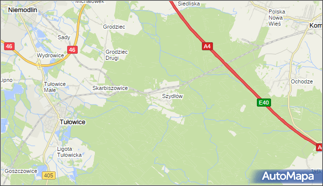 mapa Szydłów gmina Tułowice, Szydłów gmina Tułowice na mapie Targeo