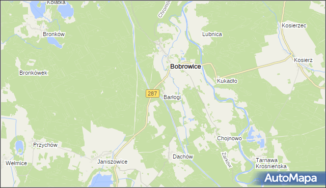 mapa Barłogi gmina Bobrowice, Barłogi gmina Bobrowice na mapie Targeo
