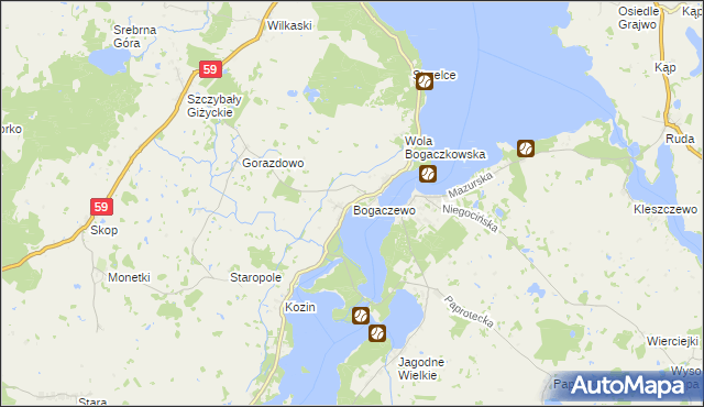 mapa Bogaczewo gmina Giżycko, Bogaczewo gmina Giżycko na mapie Targeo