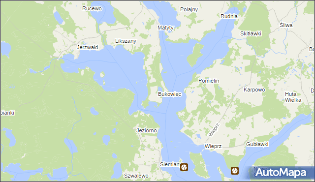 mapa Bukowiec gmina Zalewo, Bukowiec gmina Zalewo na mapie Targeo