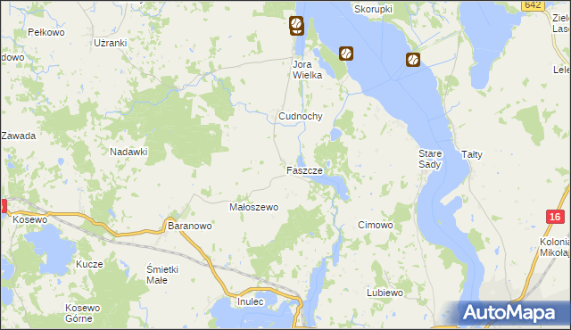 mapa Faszcze gmina Mikołajki, Faszcze gmina Mikołajki na mapie Targeo
