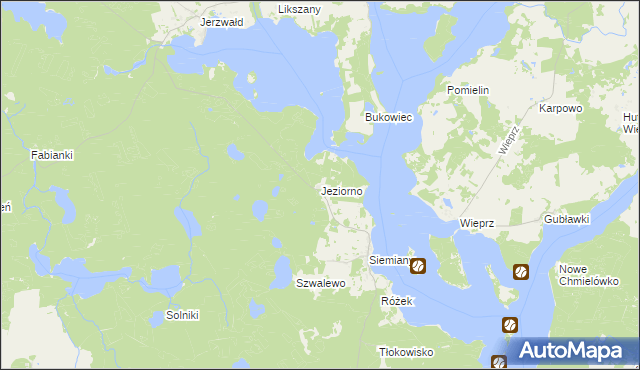 mapa Jeziorno gmina Iława, Jeziorno gmina Iława na mapie Targeo