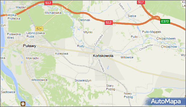 mapa Końskowola, Końskowola na mapie Targeo
