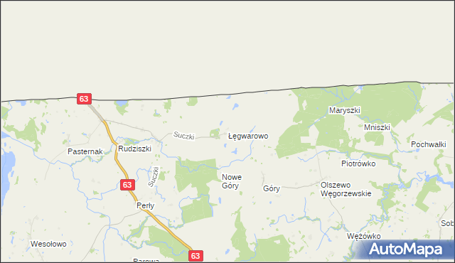 mapa Łęgwarowo, Łęgwarowo na mapie Targeo