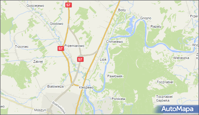 mapa Lipa gmina Pułtusk, Lipa gmina Pułtusk na mapie Targeo