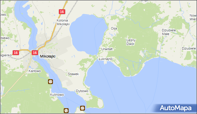 mapa Łuknajno, Łuknajno na mapie Targeo